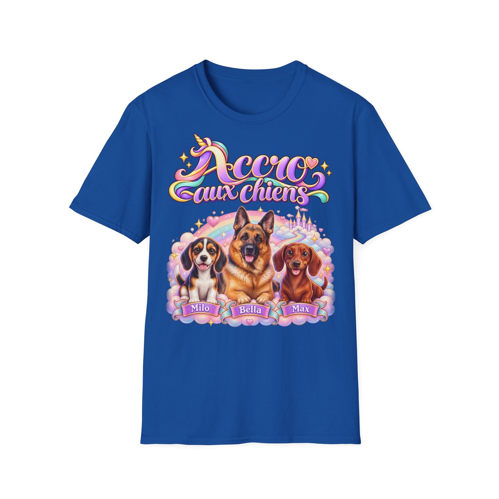 Tee shirt personnalisé – Chiens licorne arc-en-ciel – photo 4