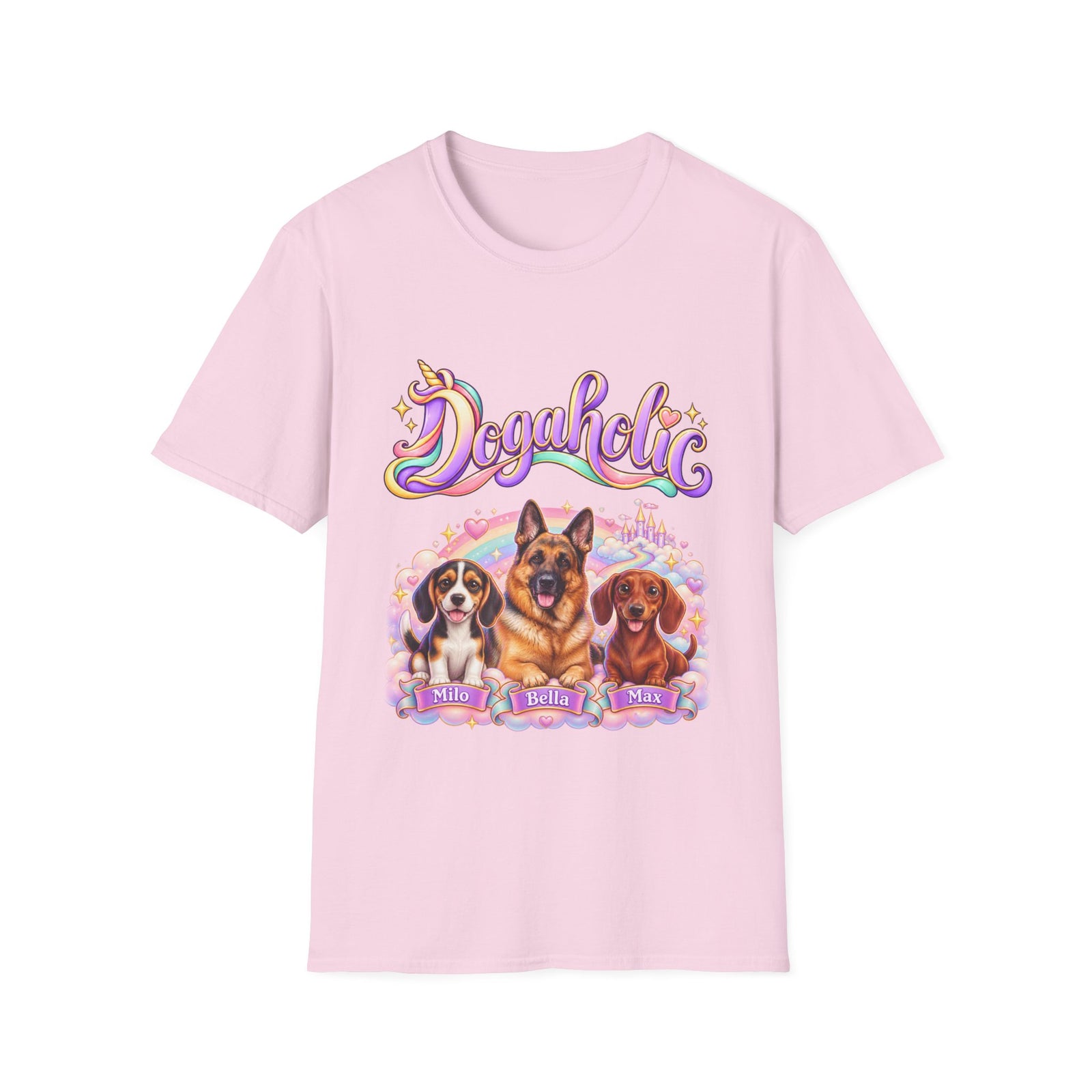Personalized Graphic Tee – Dogaholic Unicorn Rainbow – photo 19