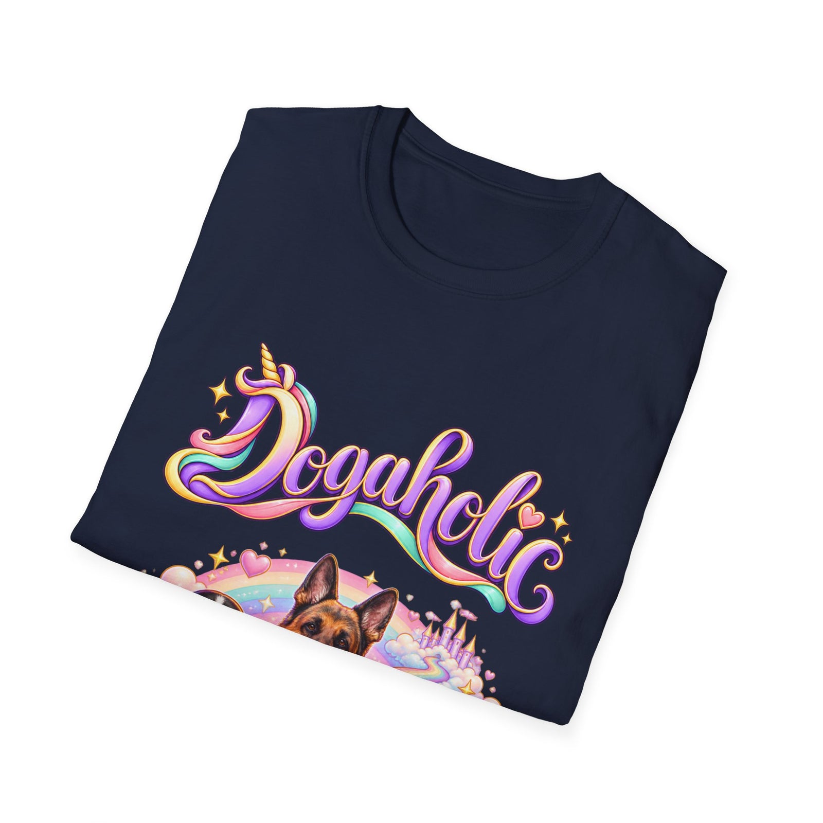 Personalized Graphic Tee – Dogaholic Unicorn Rainbow – photo 6