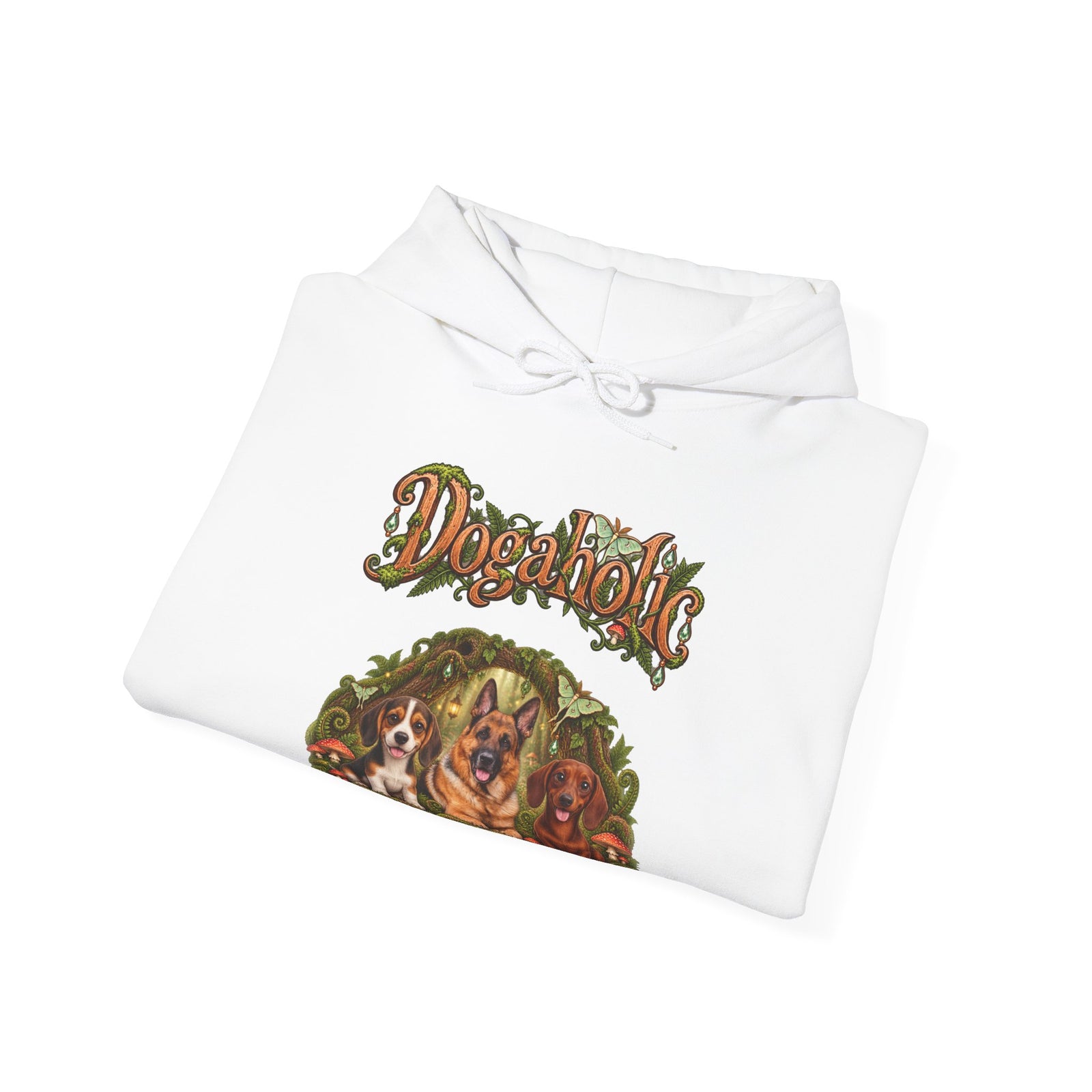 Personalized Graphic Tee – Dogaholic Enchanted Forest – Hoodie White