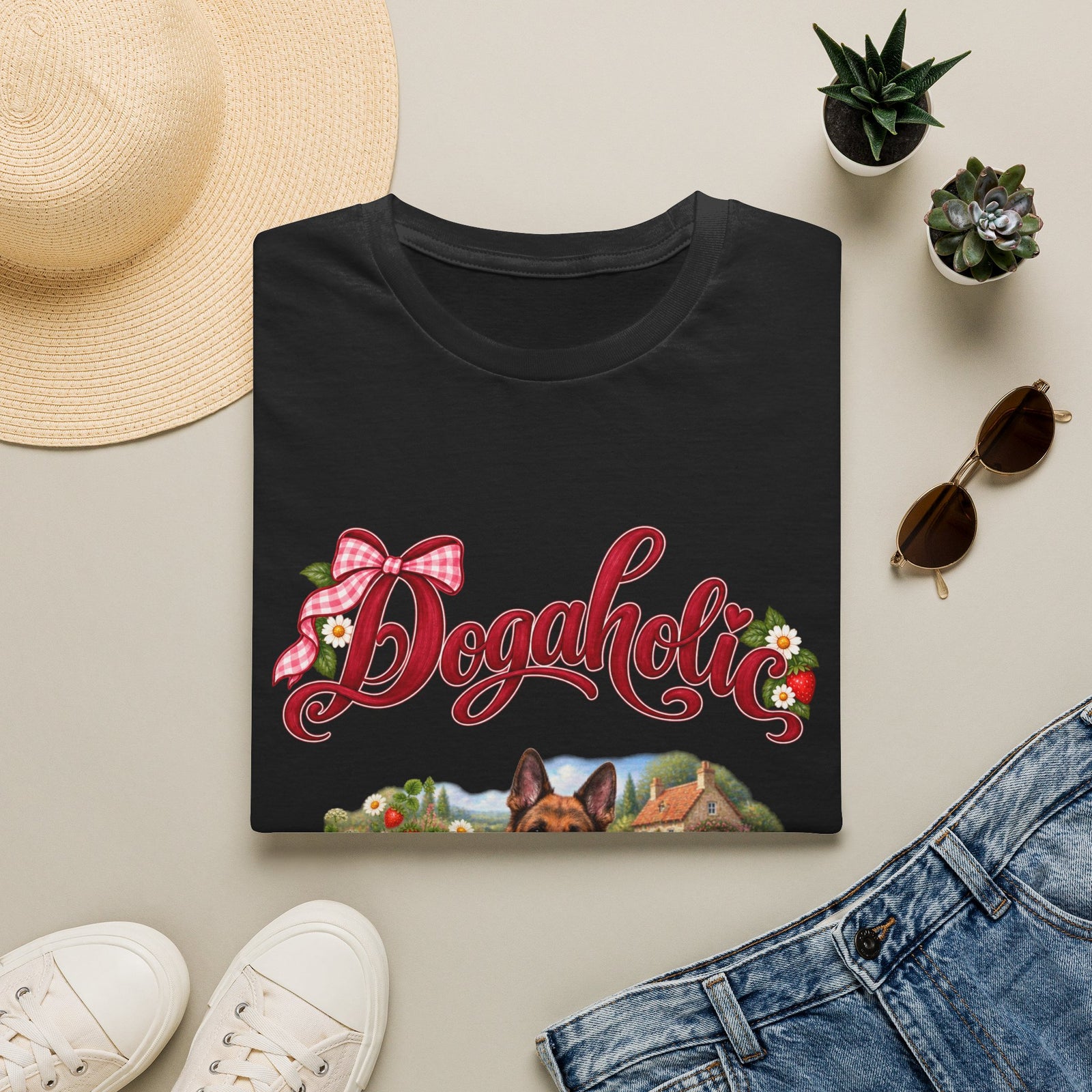 Personalized Graphic Tee – Dogaholic Strawberry Picnic – photo 17