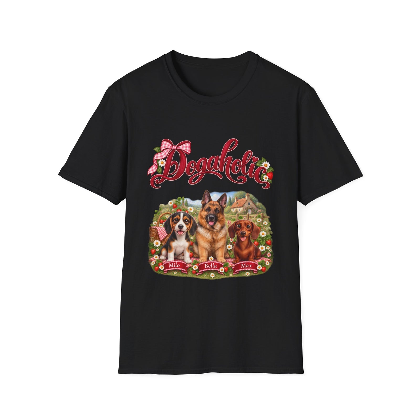Personalized Graphic Tee – Dogaholic Strawberry Picnic – photo 16