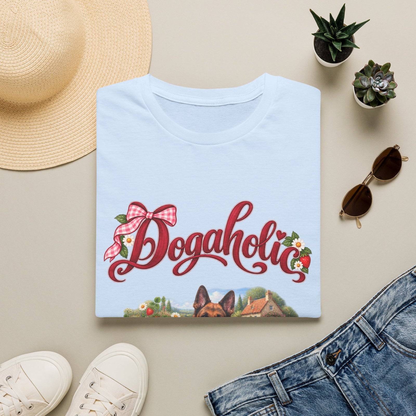 Personalized Graphic Tee – Dogaholic Strawberry Picnic – photo 2