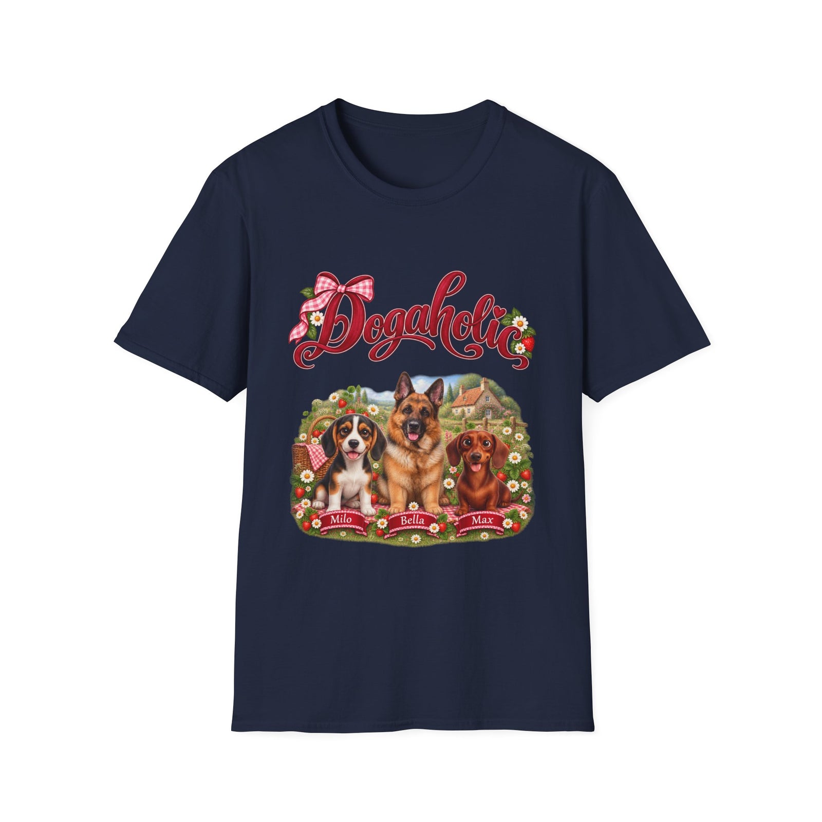 Personalized Graphic Tee – Dogaholic Strawberry Picnic – photo 4