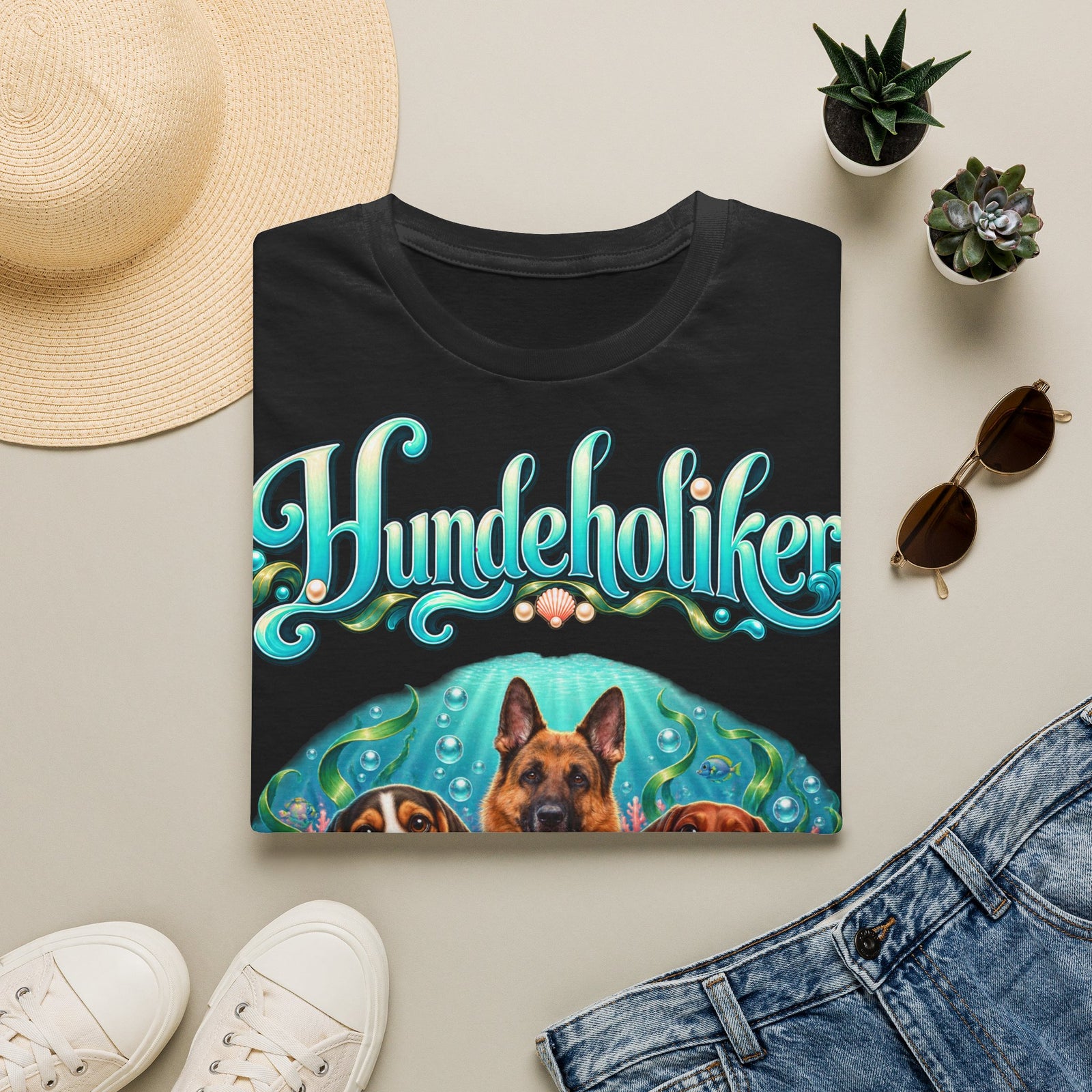 Personalisiertes T-Shirt mit Hunden – Hundeholiker Unterwasserwelt – Foto 14