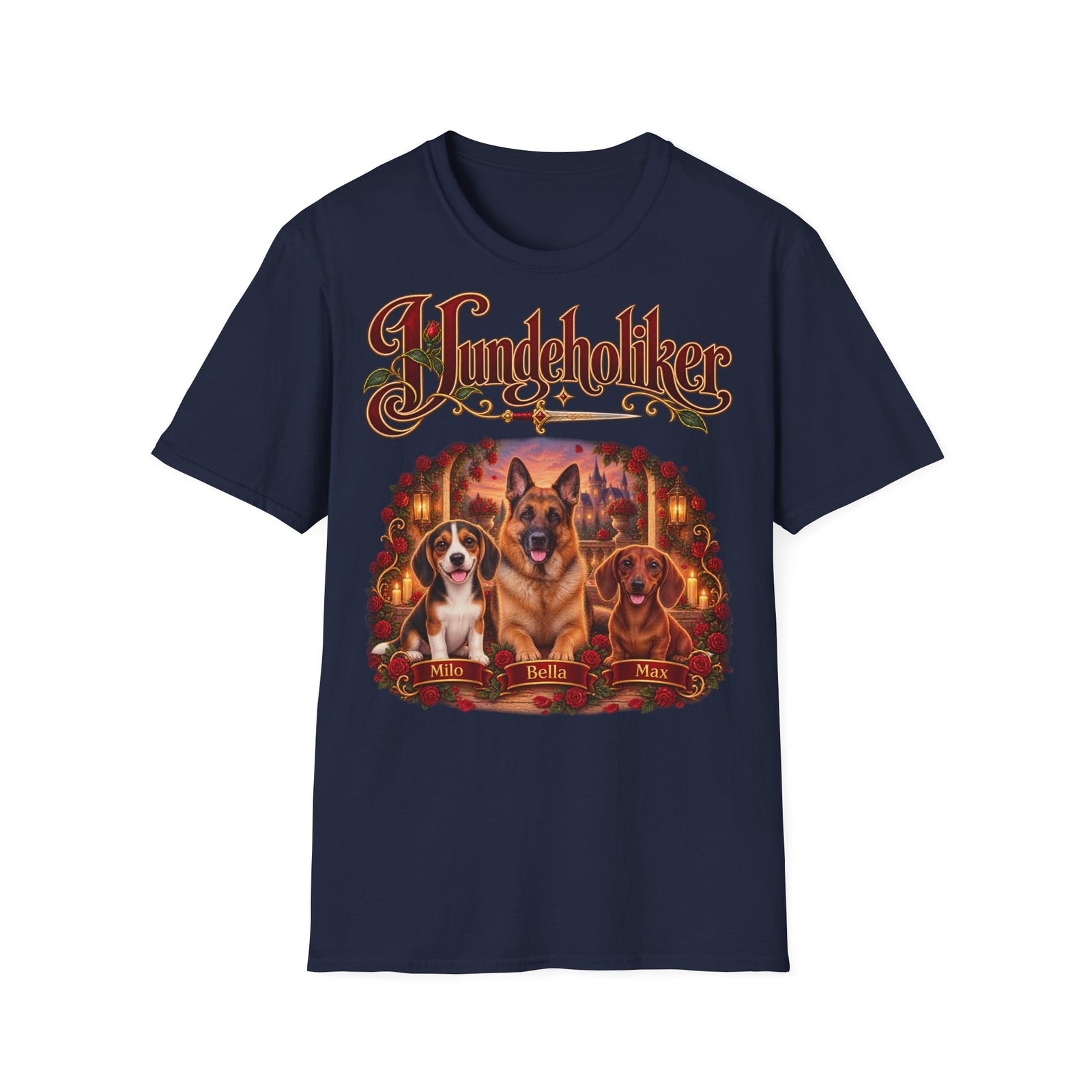 Personalisiertes T-Shirt – Hundeholiker mit Rosen