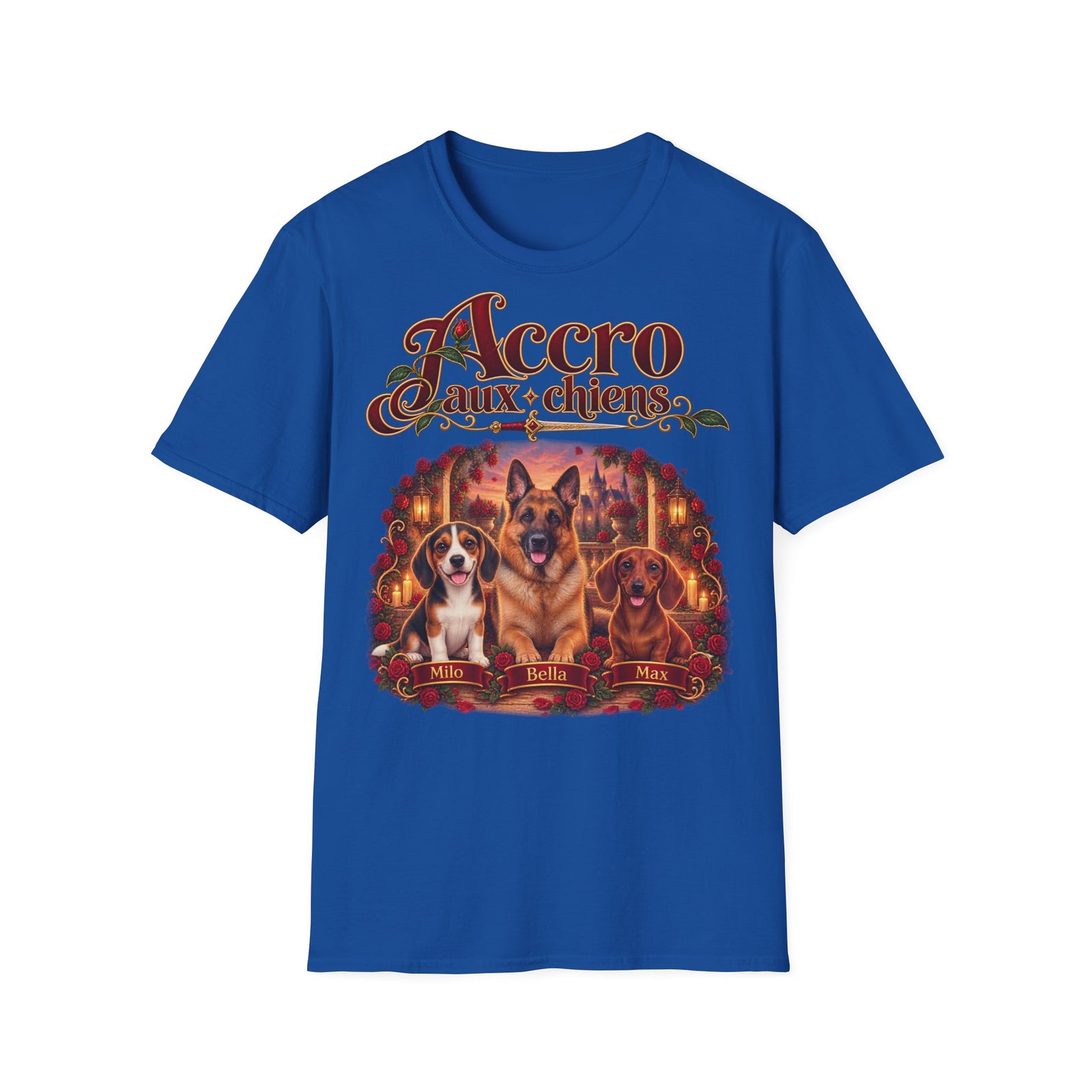 Tee shirt personnalisé – Chiens et roses rouges – photo 4