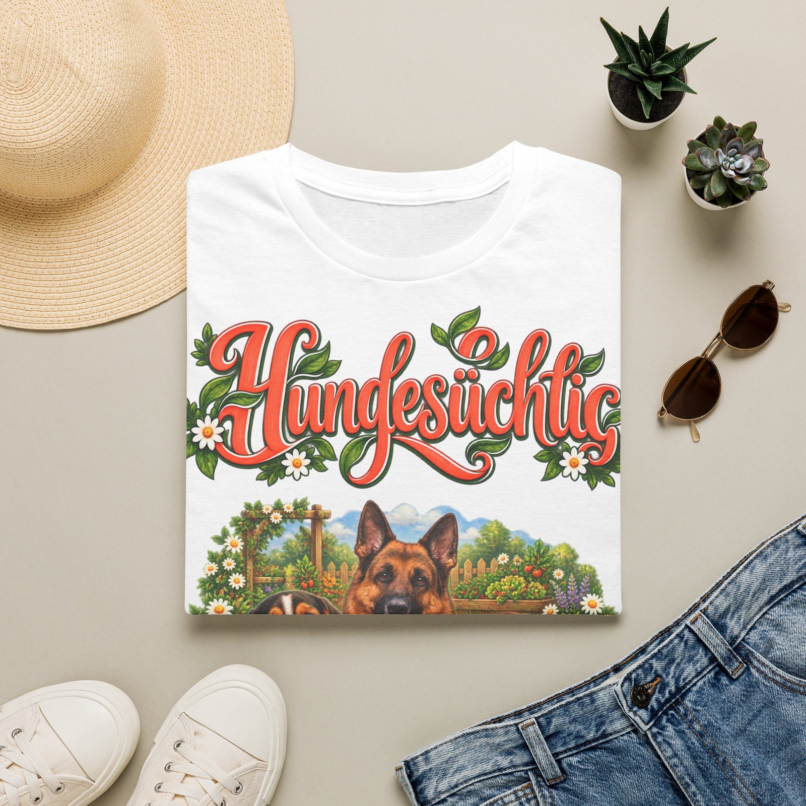 Personalisiertes T-Shirt – Hundesüchtig im Garten – Foto 11