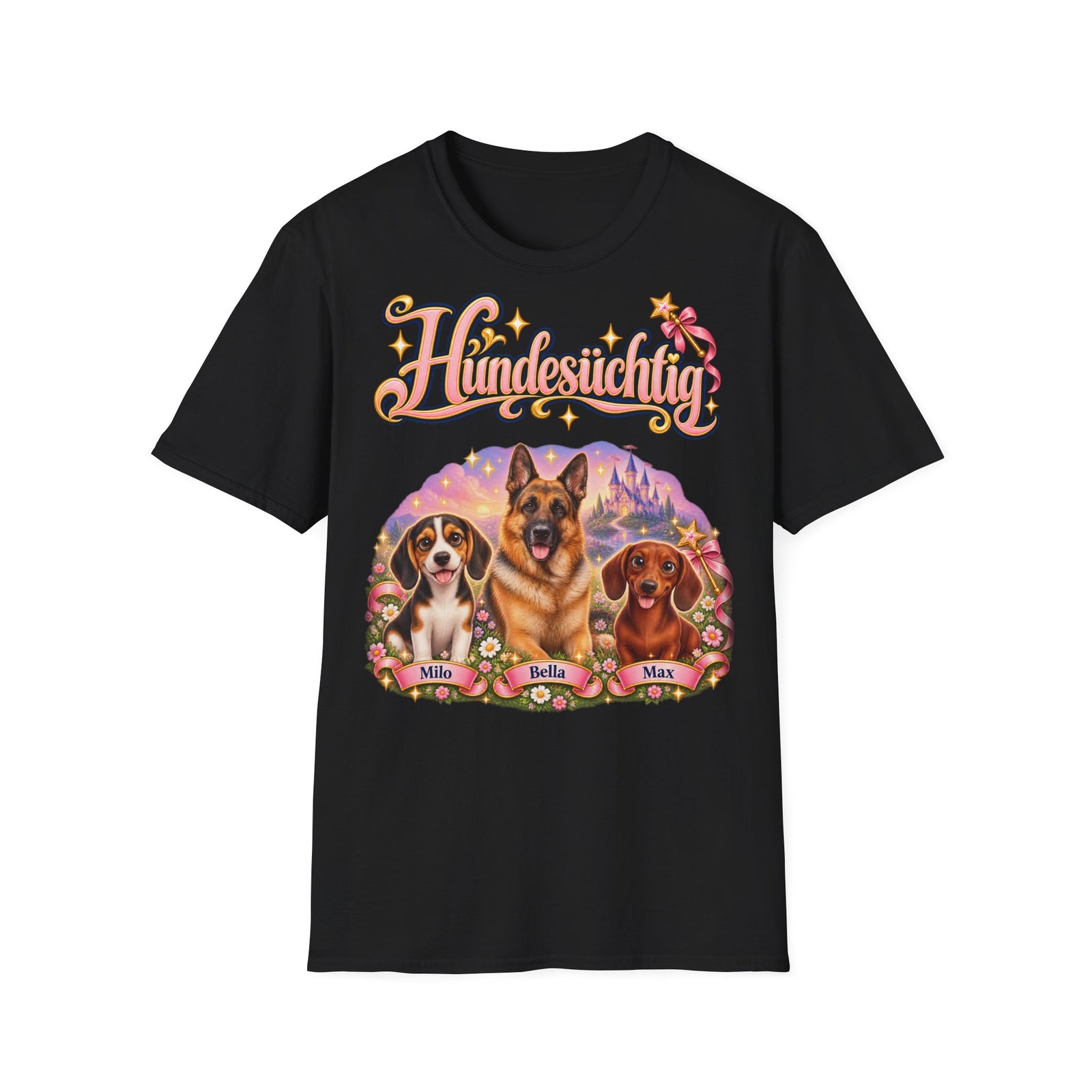 Personalisiertes T-Shirt mit Hunden – Hundesüchtig Märchenschloss – Foto 13