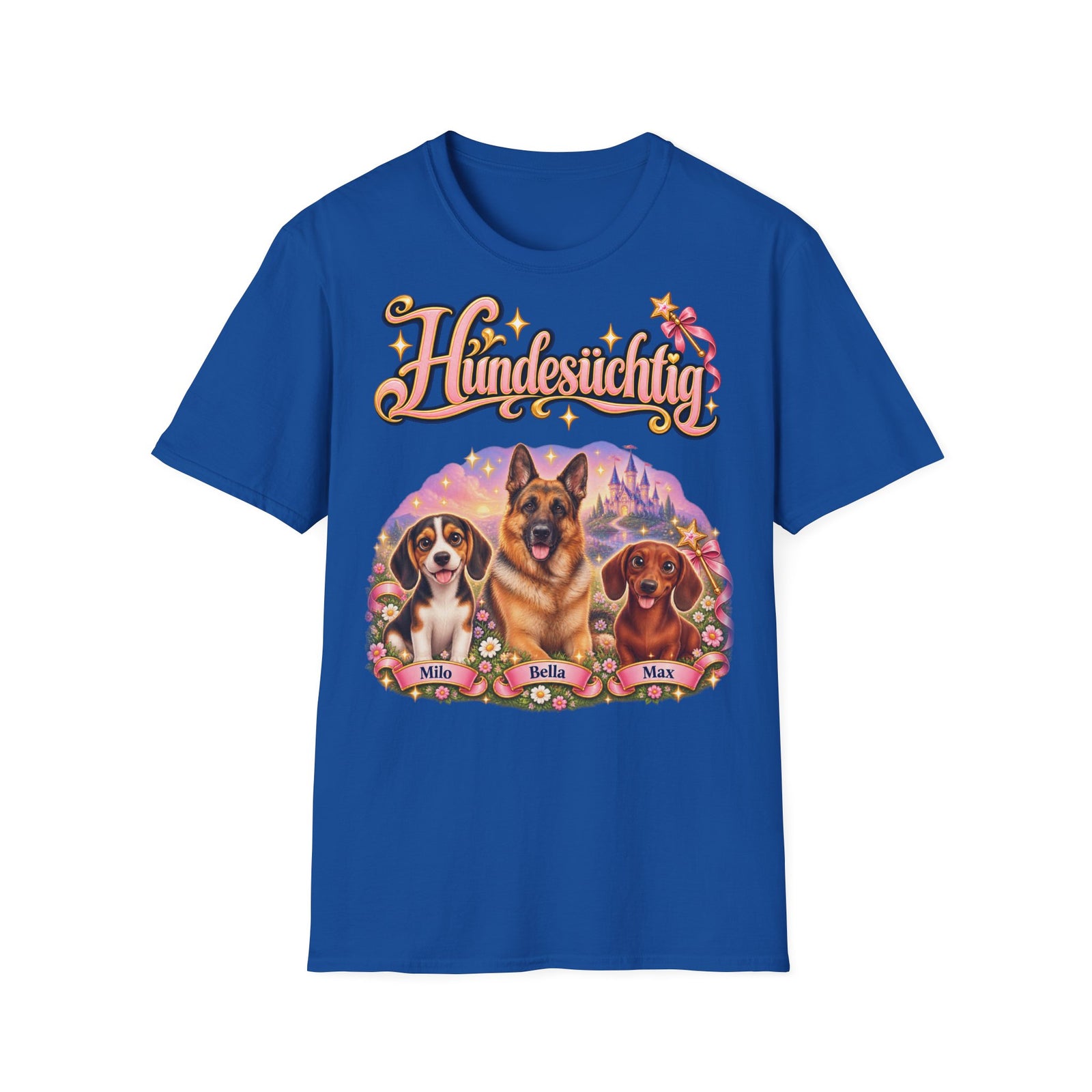 Personalisiertes T-Shirt mit Hunden – Hundesüchtig Märchenschloss – Foto 4
