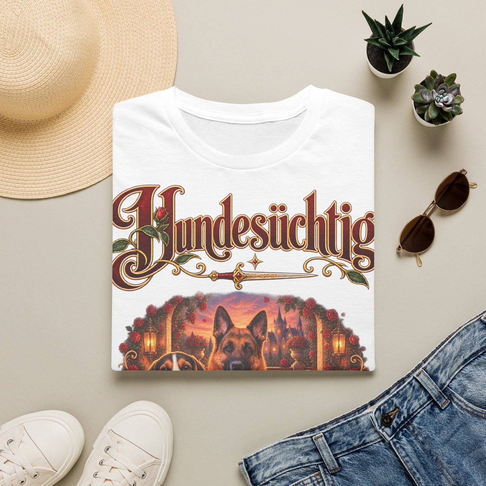 Personalisiertes T-Shirt – Hundesüchtig mit Rosen – Foto 11