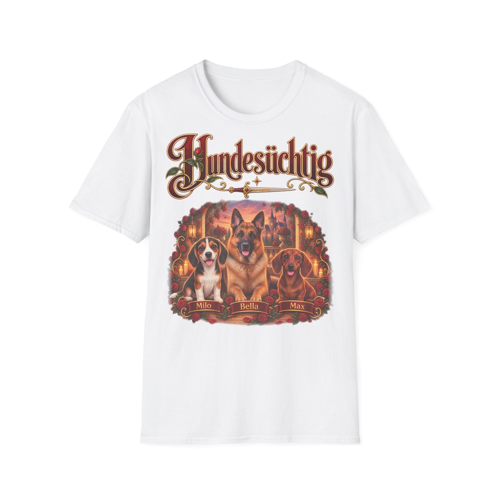 Personalisiertes T-Shirt – Hundesüchtig mit Rosen – Foto 10