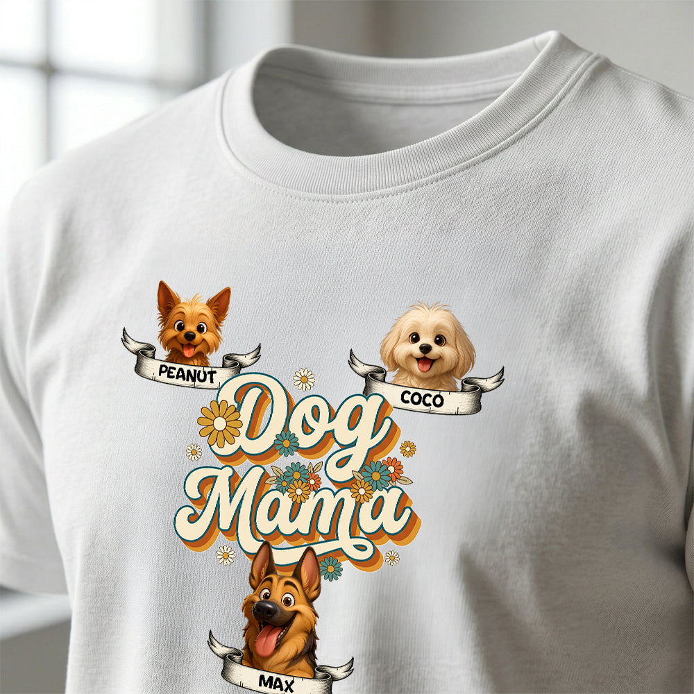 Personalized Dog Mama Pet Portraits T-shirt