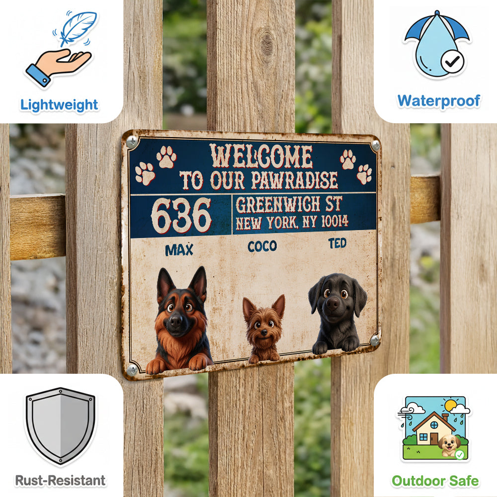 Personalized Peeking Dogs Metal Sign