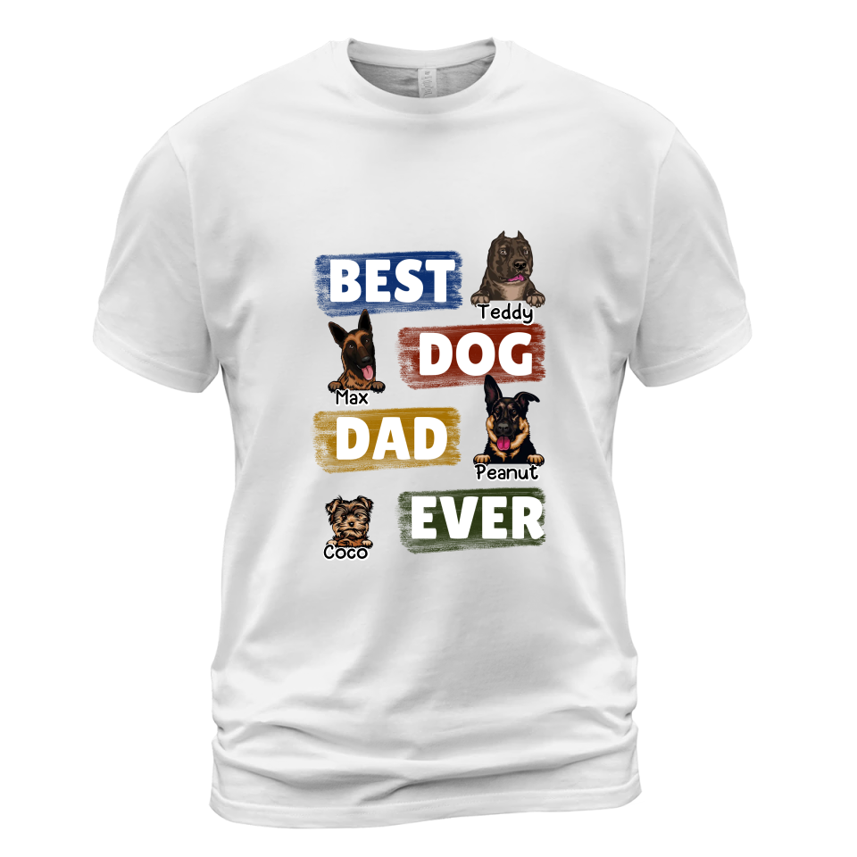 Best Dog Dad/Mom T-Shirt - Personalized T-Shirt - Up to 4 Dogs