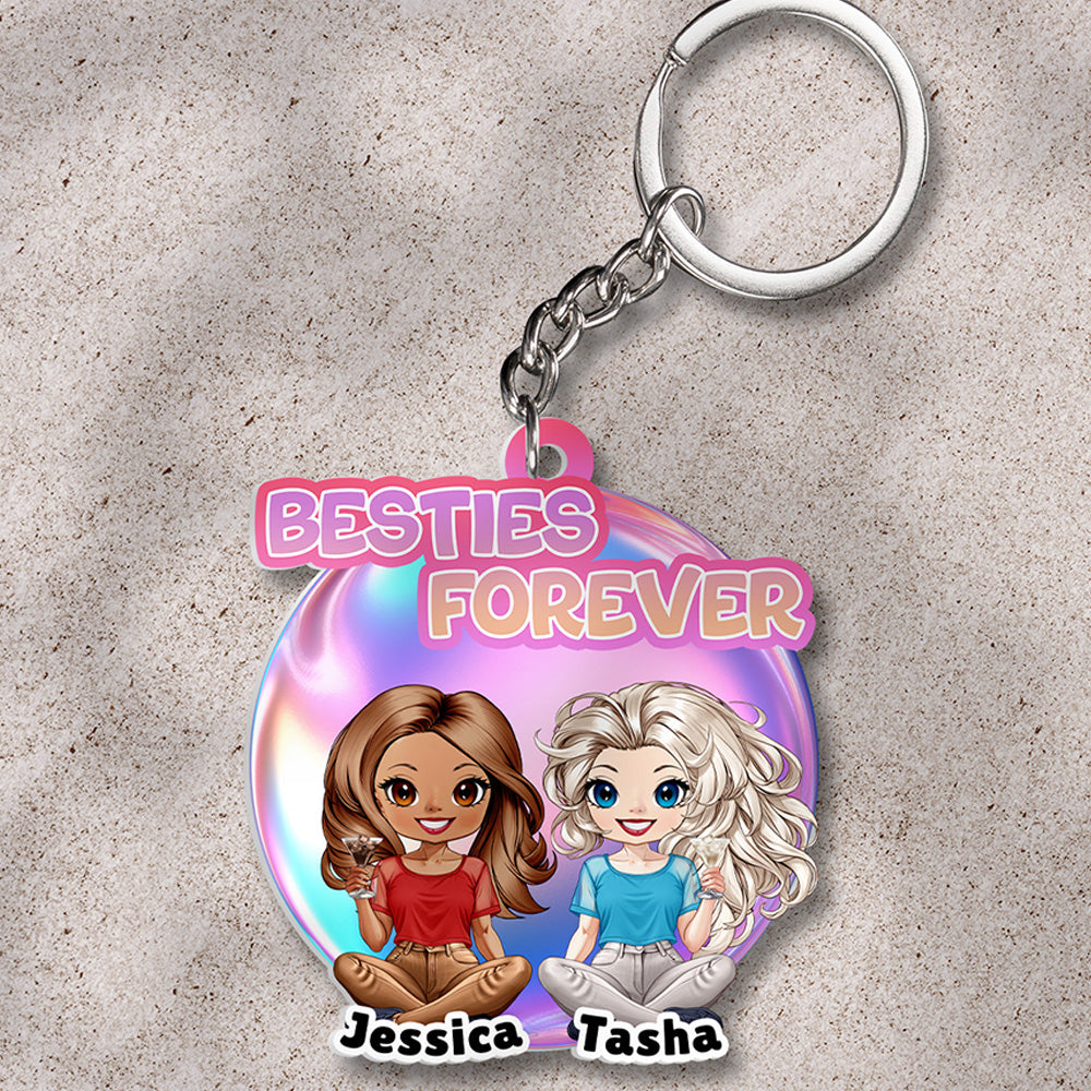 Best Friends Acrylic Keychain - Besties Forever Keychain - Personalized Keychain