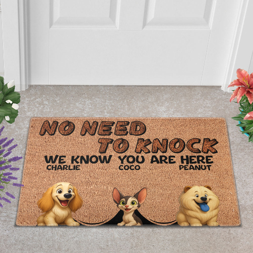 Personalized No Need To Knock Doormat - Up to 6 Pets - Decorative Mat - Custom Doormat V2