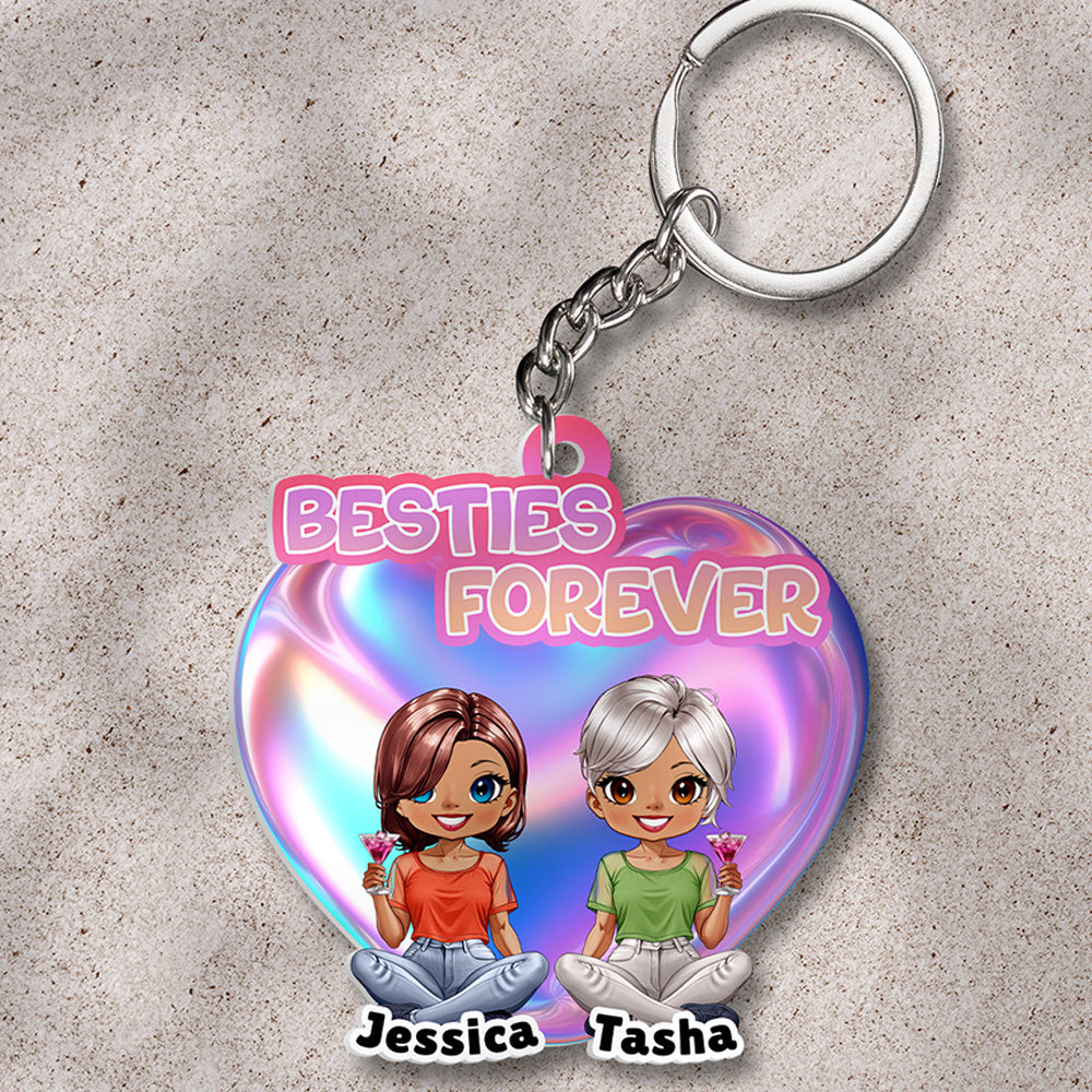 Porte-clés acrylique Best Friends - Porte-clés Besties Forever - Porte-clés personnalisé 