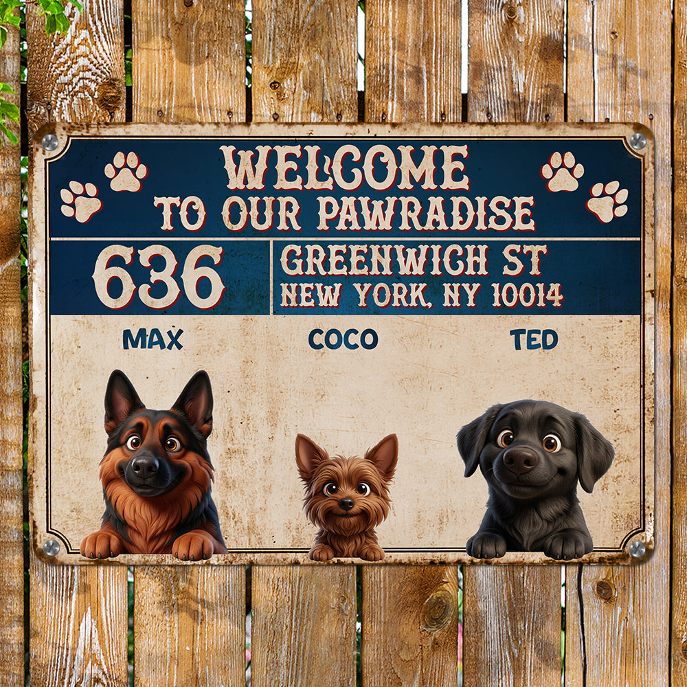 Personalized Peeking Dogs Metal Sign