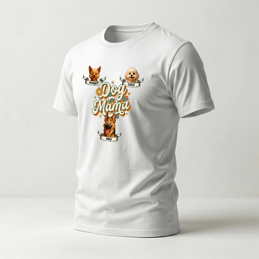 Personalized Dog Mama Pet Portraits T-shirt