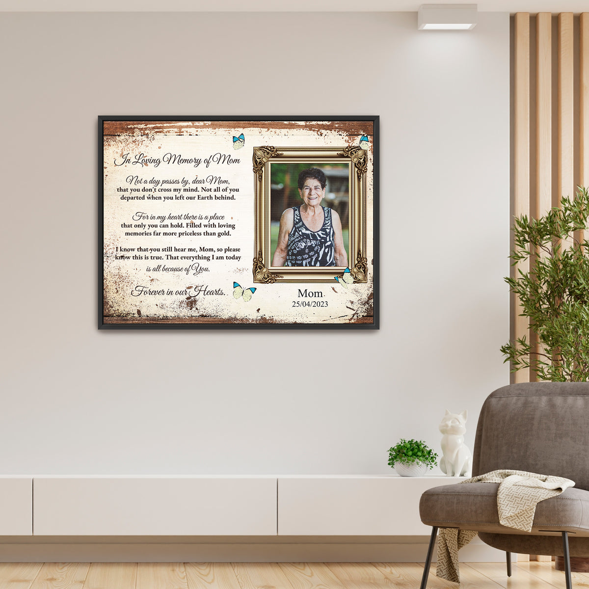 Gedenkleinwand für Mama/Papa – Foto hochladen – LoveOnPrints Gedenkleinwand – Personalisierte Gedenkleinwand-Dekoration 