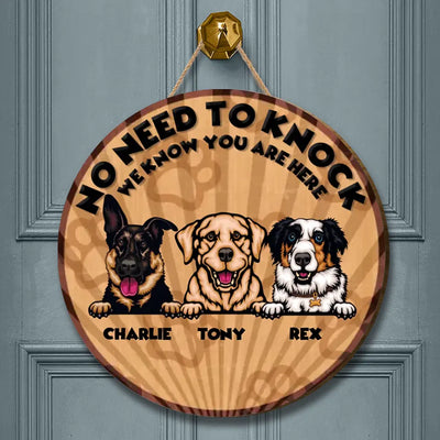 Personalized Pets Door Sign - No Need To Knock - Up to 9 Cats/Dogs