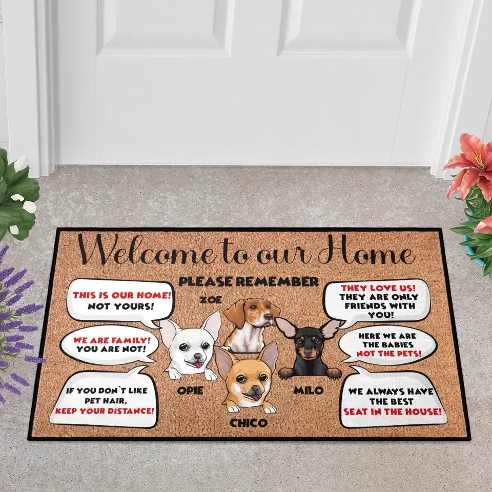 Personalized Pets Doormat - Up to 6 Pets - Decorative Mat - Funny Custom Doormat