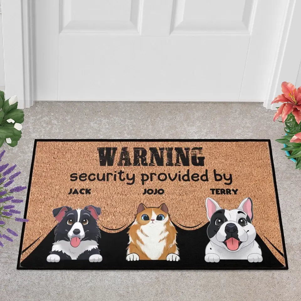 Personalized Pets Doormat - Up to 6 Pets - Decorative Mat - Custom Doormat Warning