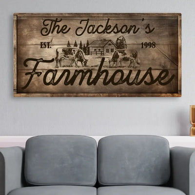 Large Personalized Farmhouse Canvas - Family Name Canvas