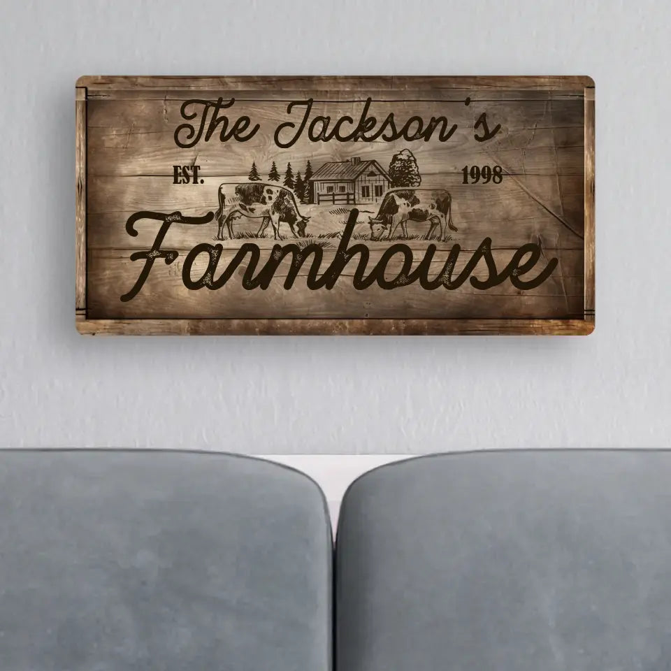 Large Personalized Farmhouse Canvas - Family Name Canvas