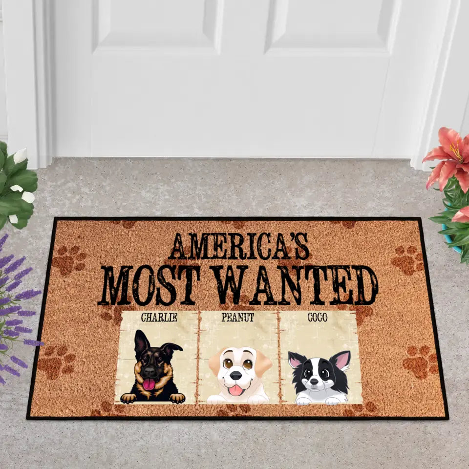 Personalized Pets Doormat - Up to 6 Pets 
- Decorative Mat - Upload Photo - America&#39;s Most Wanted