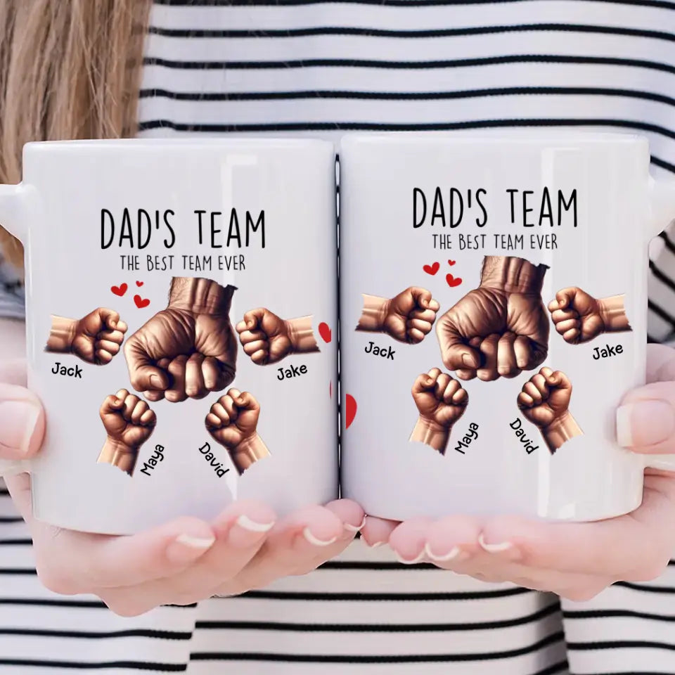 Dad Mug - Dad's Team Mug - Personalized Father's Day Gift - Up to 6 Kids