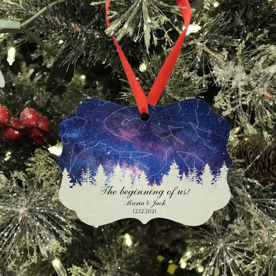 Star Map Ornament - The beginning of us - Christmas Ornament