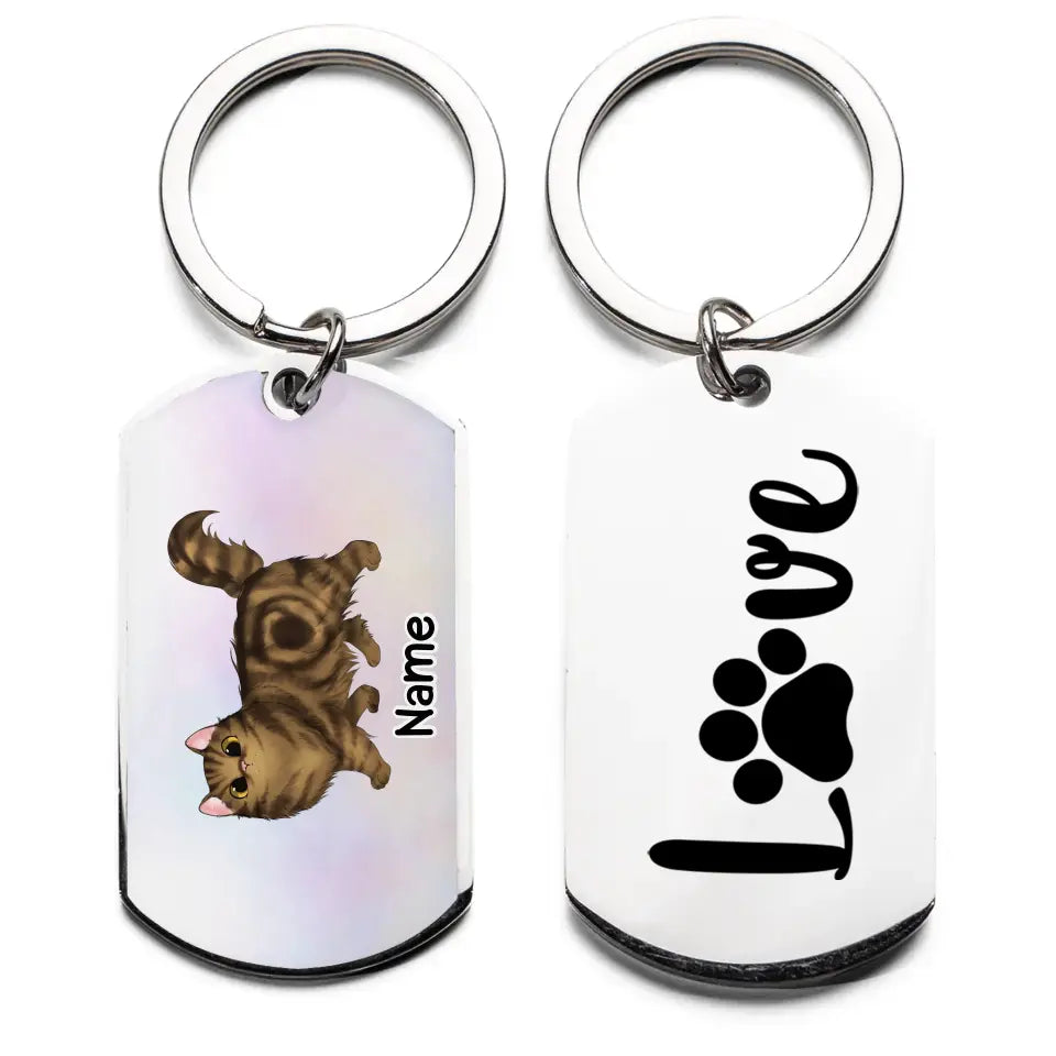 Porte-clés chat qui marche - Maman/Papa chat - Cadeau personnalisé 