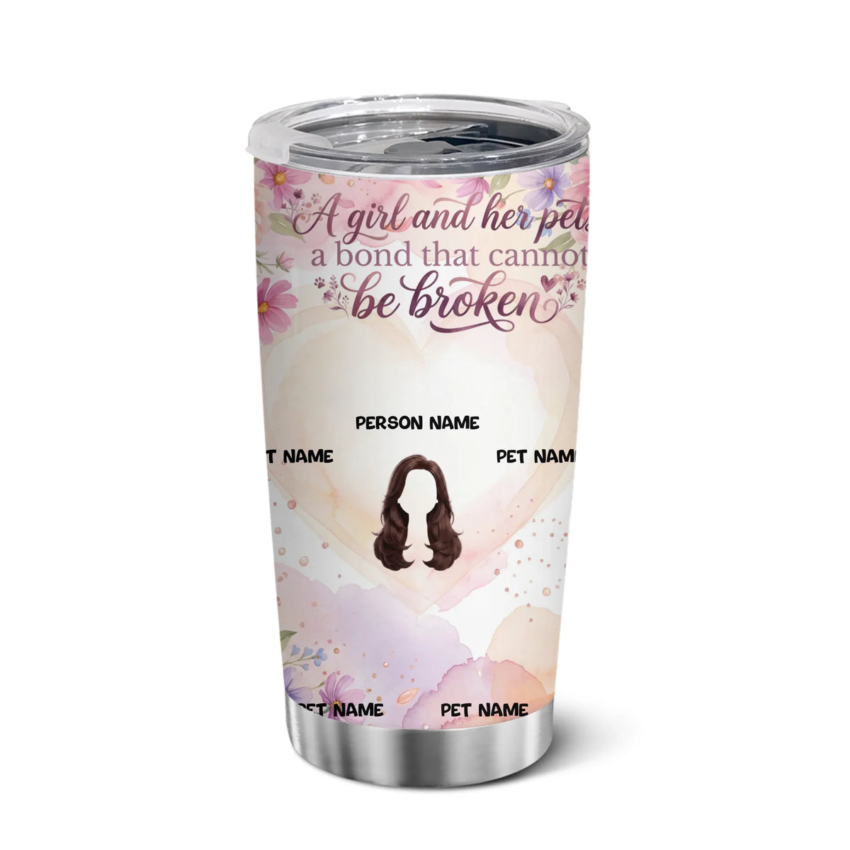 Personalized Girl and Pets 20 oz Tumbler