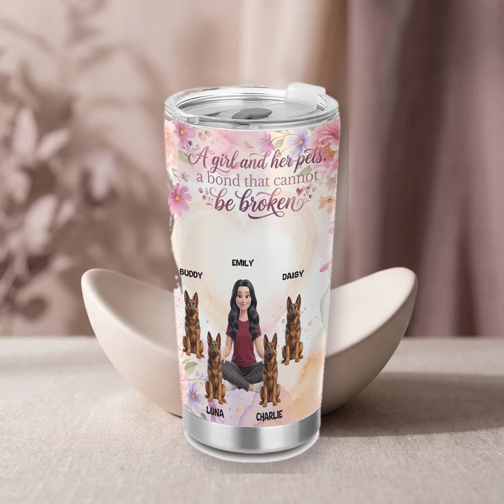 Personalized Girl and Pets 20 oz Tumbler