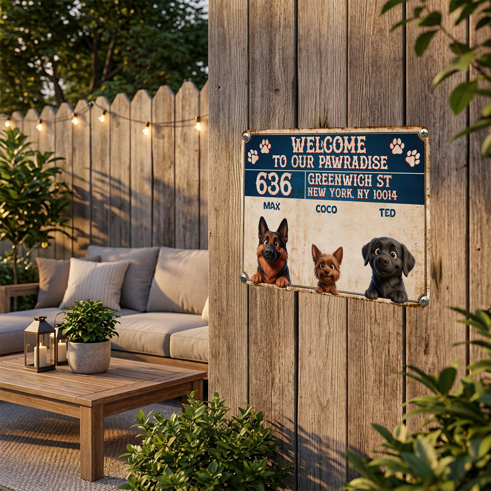 Personalized Peeking Dogs Metal Sign