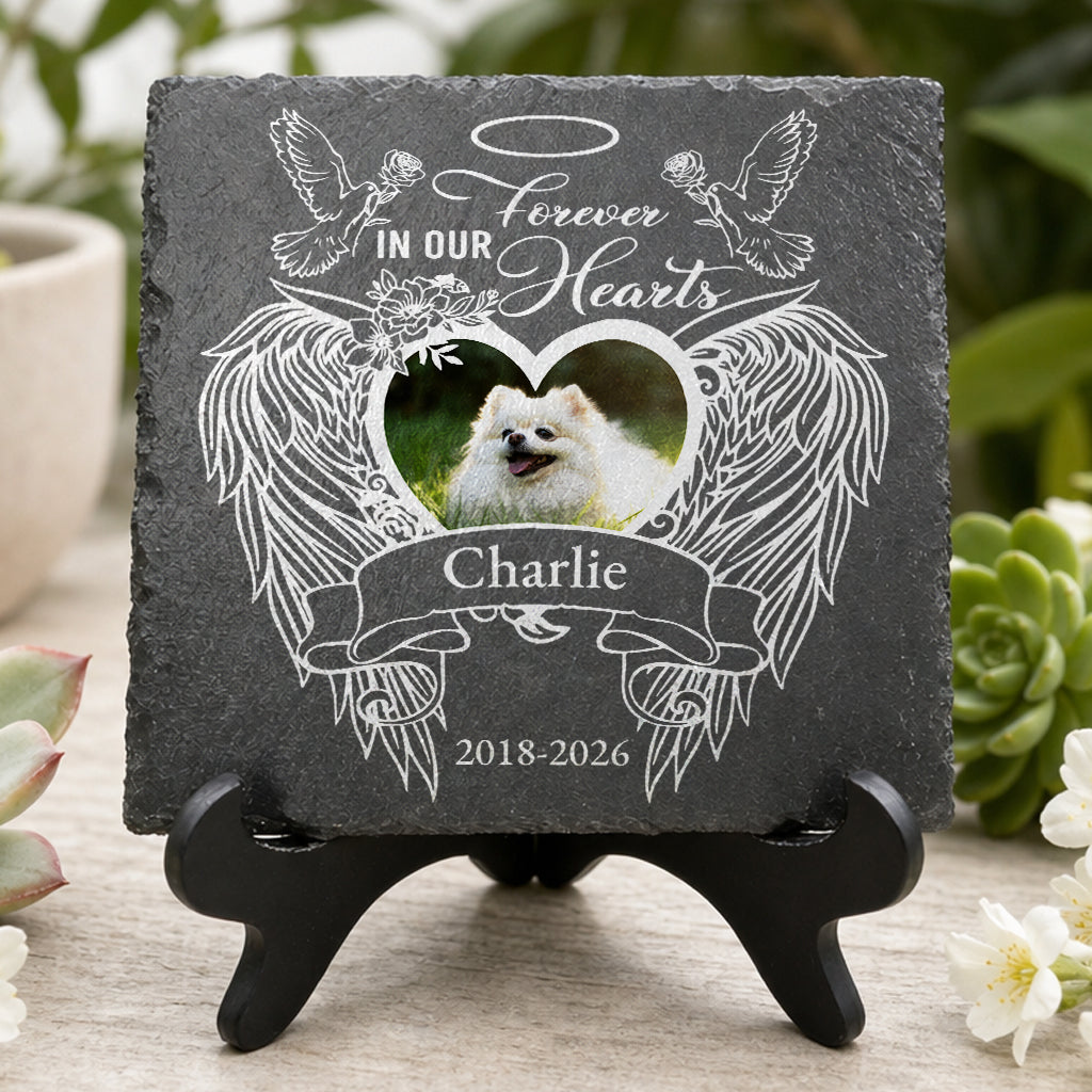 Personalized Angel Wings Heart Memorial Stone