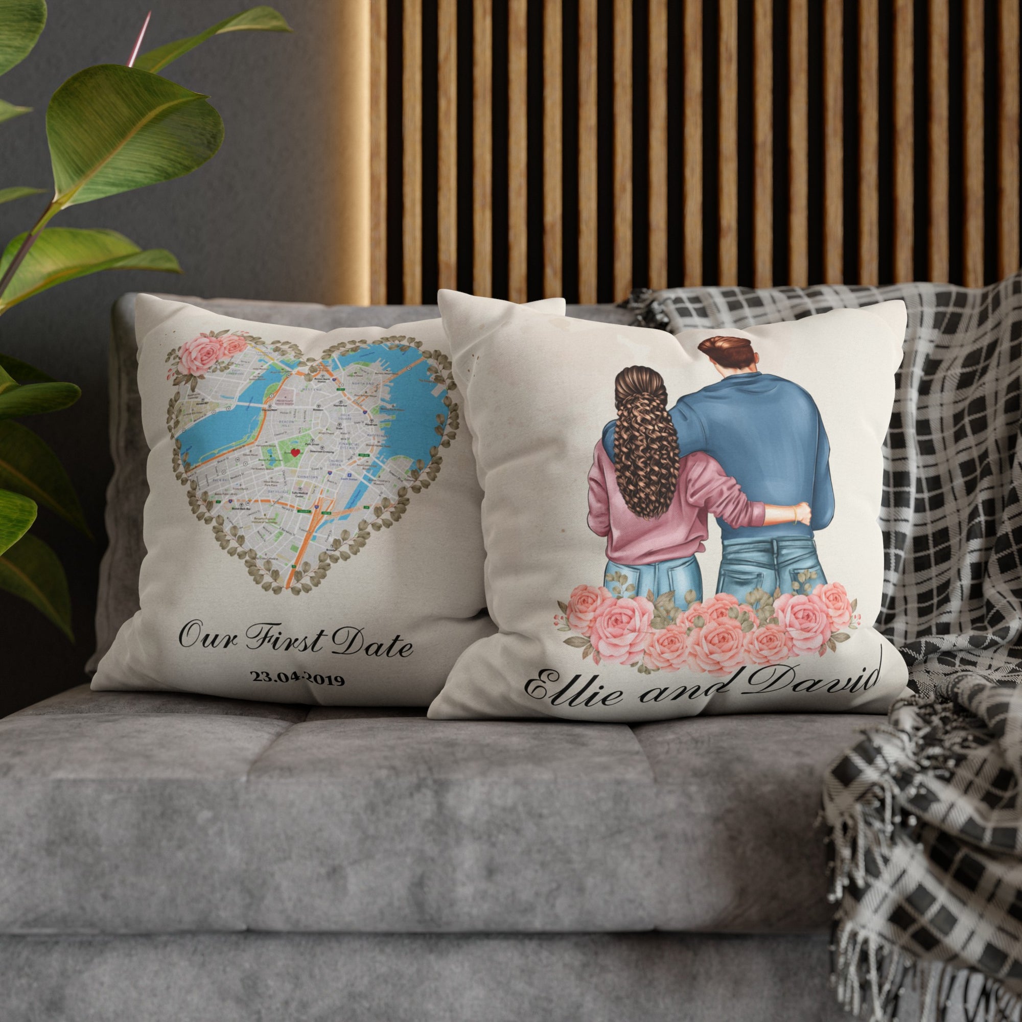 Personalized Couples Pillow Case - Location Pillow Case - Couples Gift