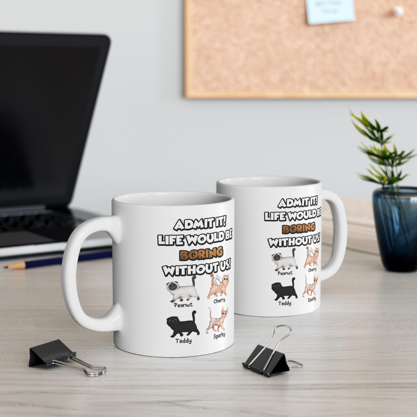 Personalized Funny Cats Mug - Up to 8 Cats - Gift for Cat Parent