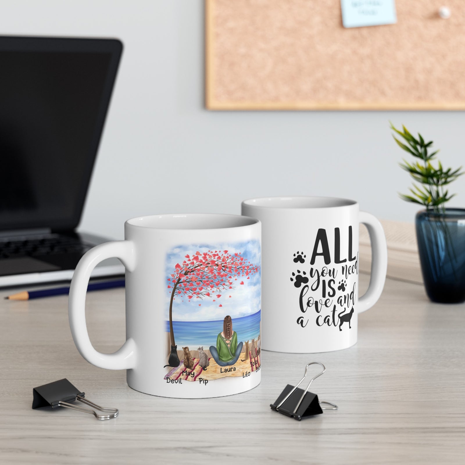 Katzenmama-Tasse - Personalisierte Katzenmama-Tasse - Bis zu 6 Katzen 