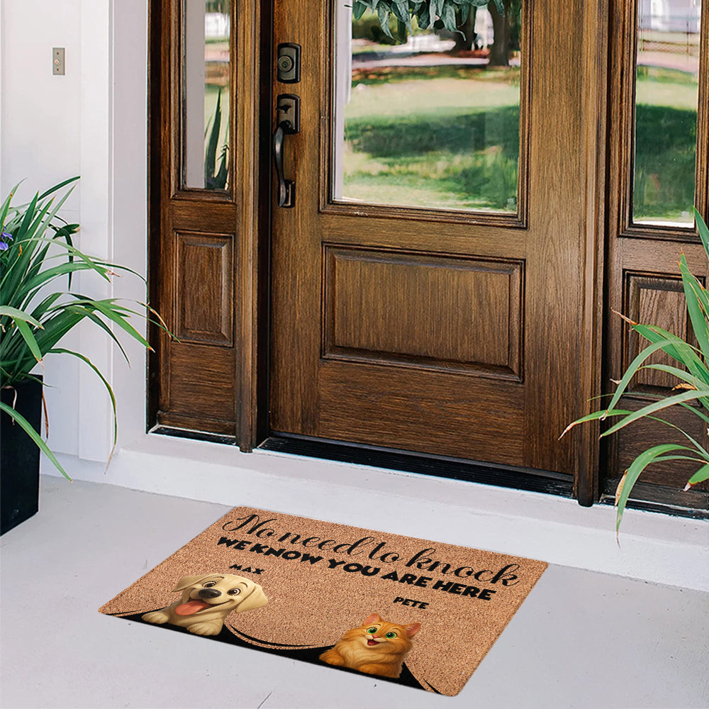 Personalized No Need To Knock Doormat - Up to 6 Pets - Decorative Mat - Custom Doormat