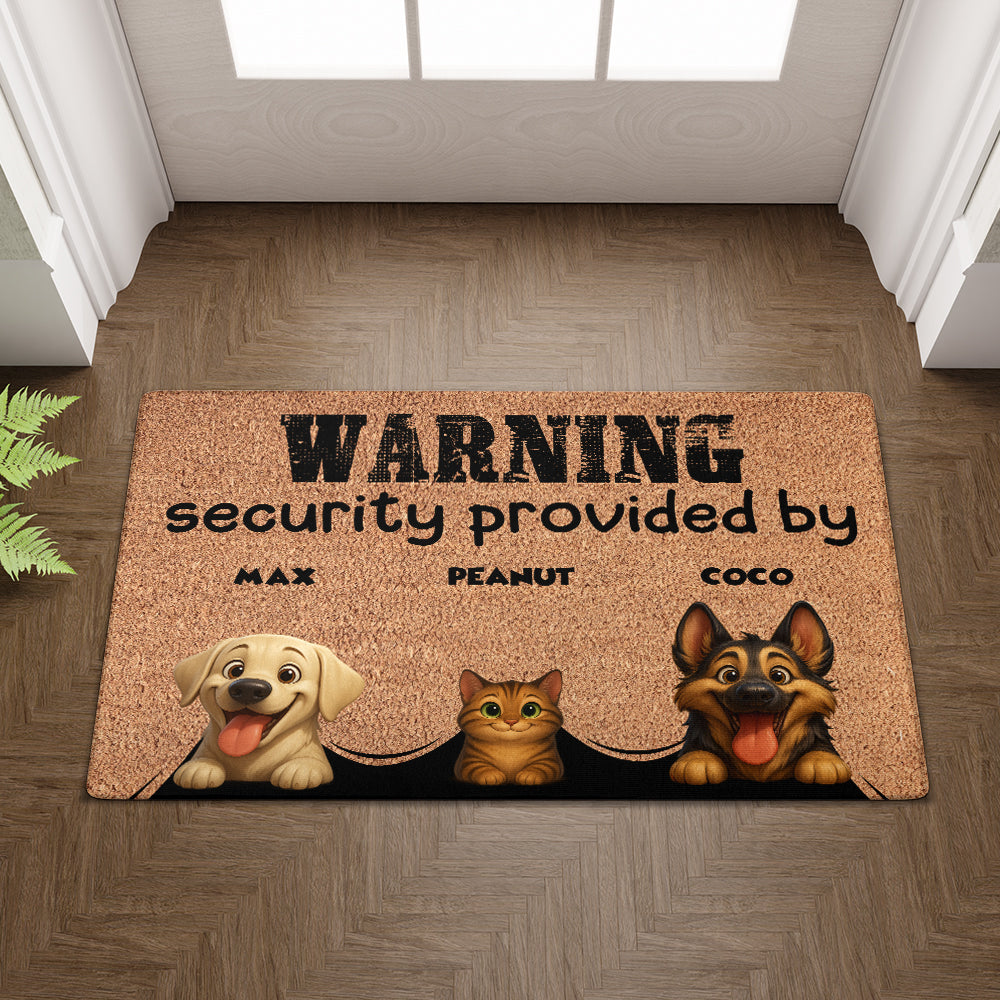 Personalized Pets Doormat - Up to 6 Pets - Decorative Mat - Custom Doormat Warning