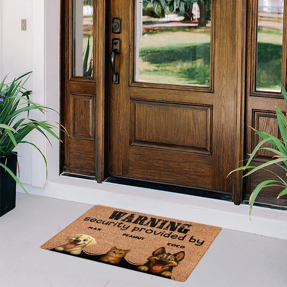 Personalized Pets Doormat - Up to 6 Pets - Decorative Mat - Custom Doormat Warning