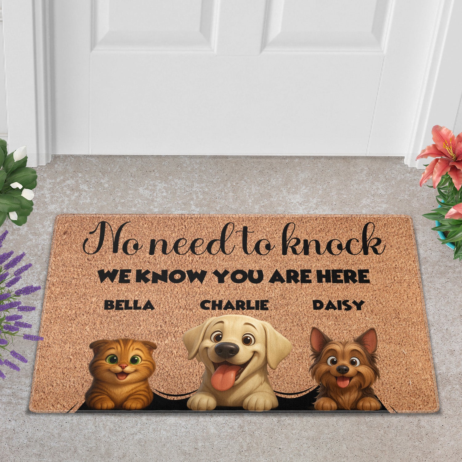 Personalized Pets Doormat - Up to 6 Pets - Decorative Mat - Custom Doormat