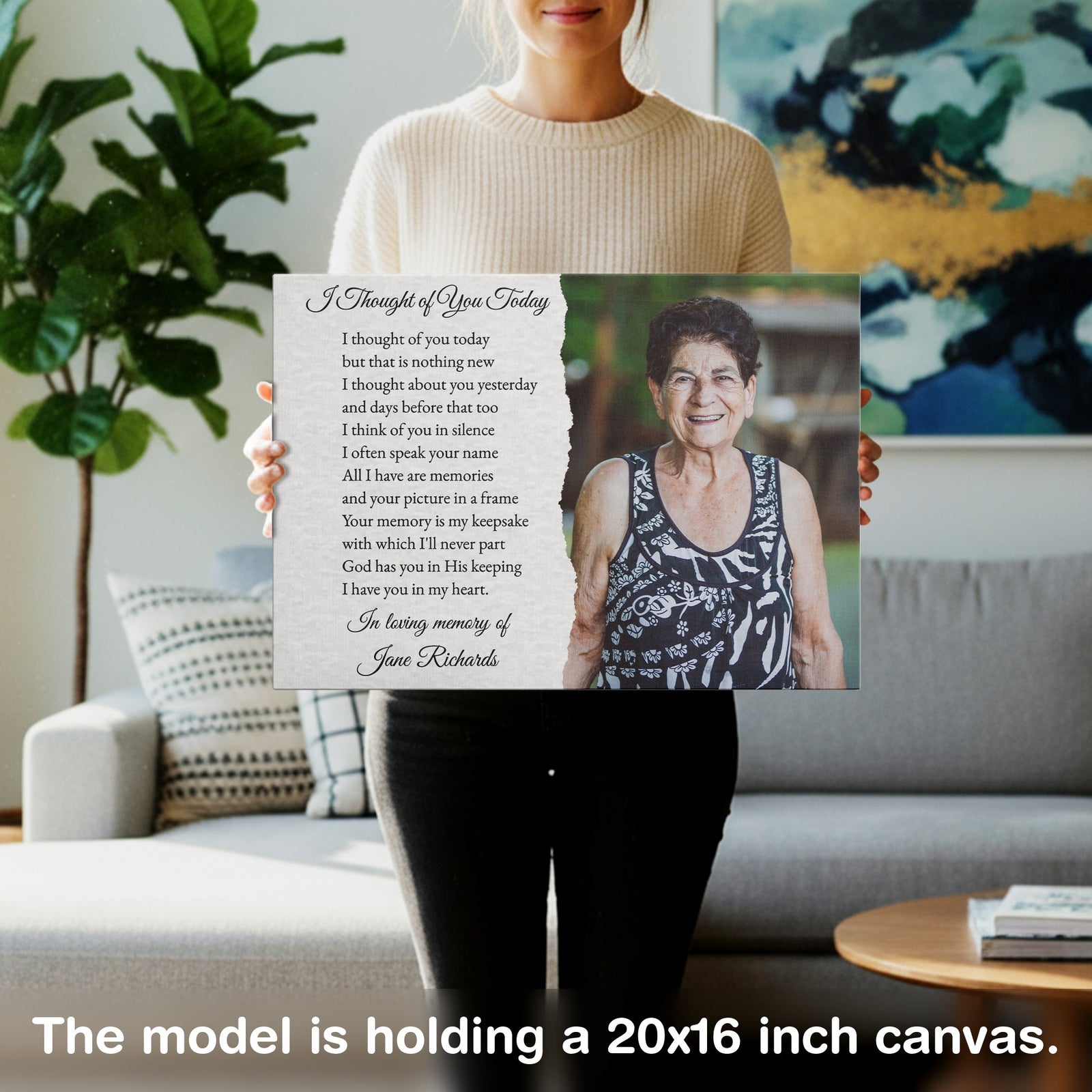 I Thought of You Today Memorial Canvas – Personalized Photo Frame, Bereavement Gift, Sympathy Wall Art for Loss of Loved One