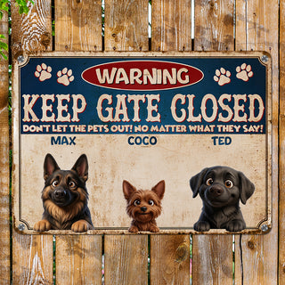 Personalized Dog Metal Sign – Keep Gate Closed