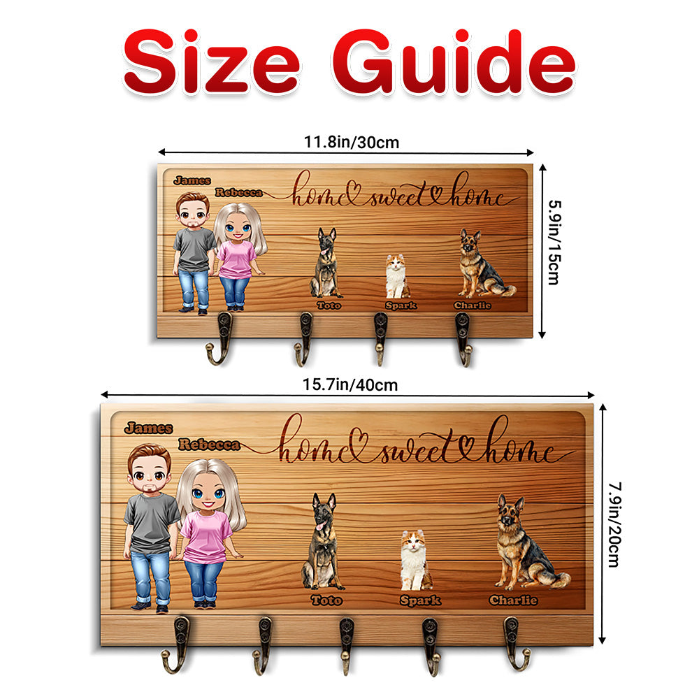 Personalized Keyholder with People and Pets - Keyholder - Personalized Family Gift - Up to 5 Pets