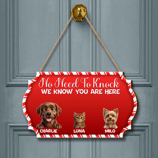 Personalized Door Sign – No Need To Knock Candy Cane Frame
