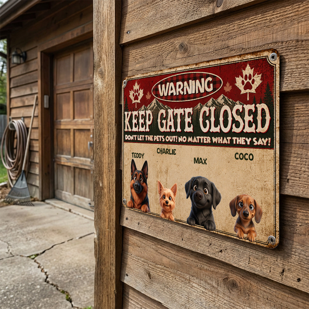 Personalized Don't Let The Pets Out Metal Sign